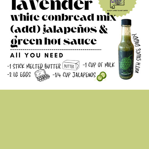 Lavender White Cornbread Mix with Jalapenos and Green Hot Sauce from J & C Local Farms — Huntsville Food Hub