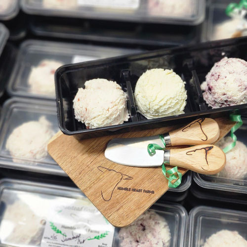 Seasonal Trio: 1~ Pistachio, Walnut, Pecan, Almond atop Honey; 2~Dill&Cracked Pepper; 3~ Cinnamon Dusted and Cranberry atop Maple Syrup (Goat Cheese)
