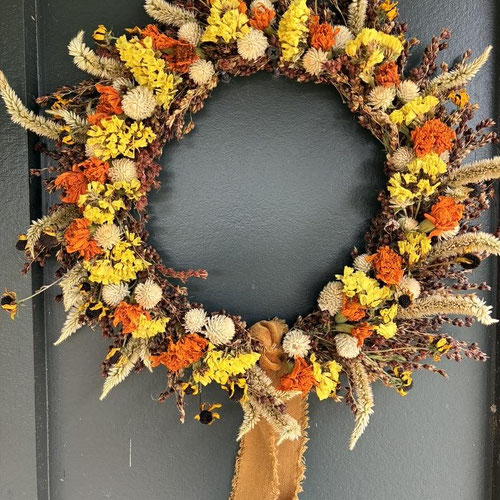 Candy Corn Dried Wreath from Flower Child Maysville — Huntsville Food Hub