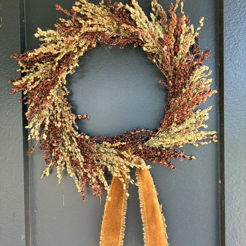 Dried Sorghum Wreath - 8 inch from Flower Child Maysville — Huntsville Food Hub