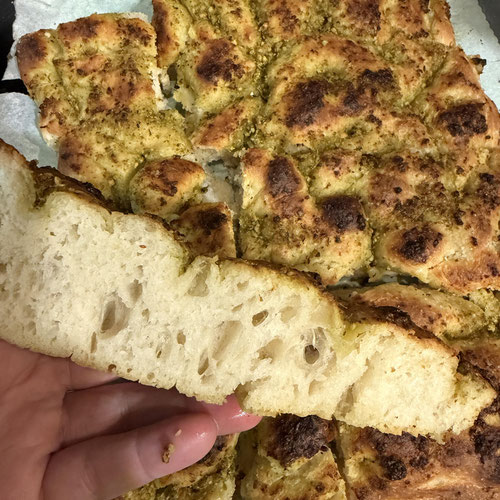 Sourdough Focaccia - Basil Pesto (8x8) from The Divergent Forge Makery and Bakery — Huntsville Food Hub
