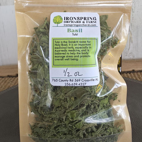 Dried Herbs - Tulsi Basil from Ironspring Orchard & Farm — Huntsville Food Hub